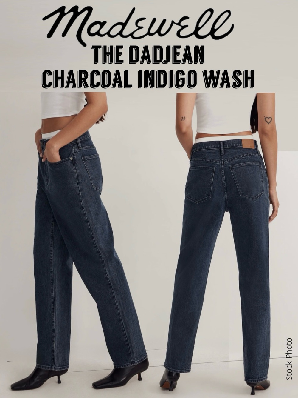 MADEWELL The Dadjean in Charcoal Indigo Wash Premium Comfort-Stretch Jeans (27) - Picture 1 of 17